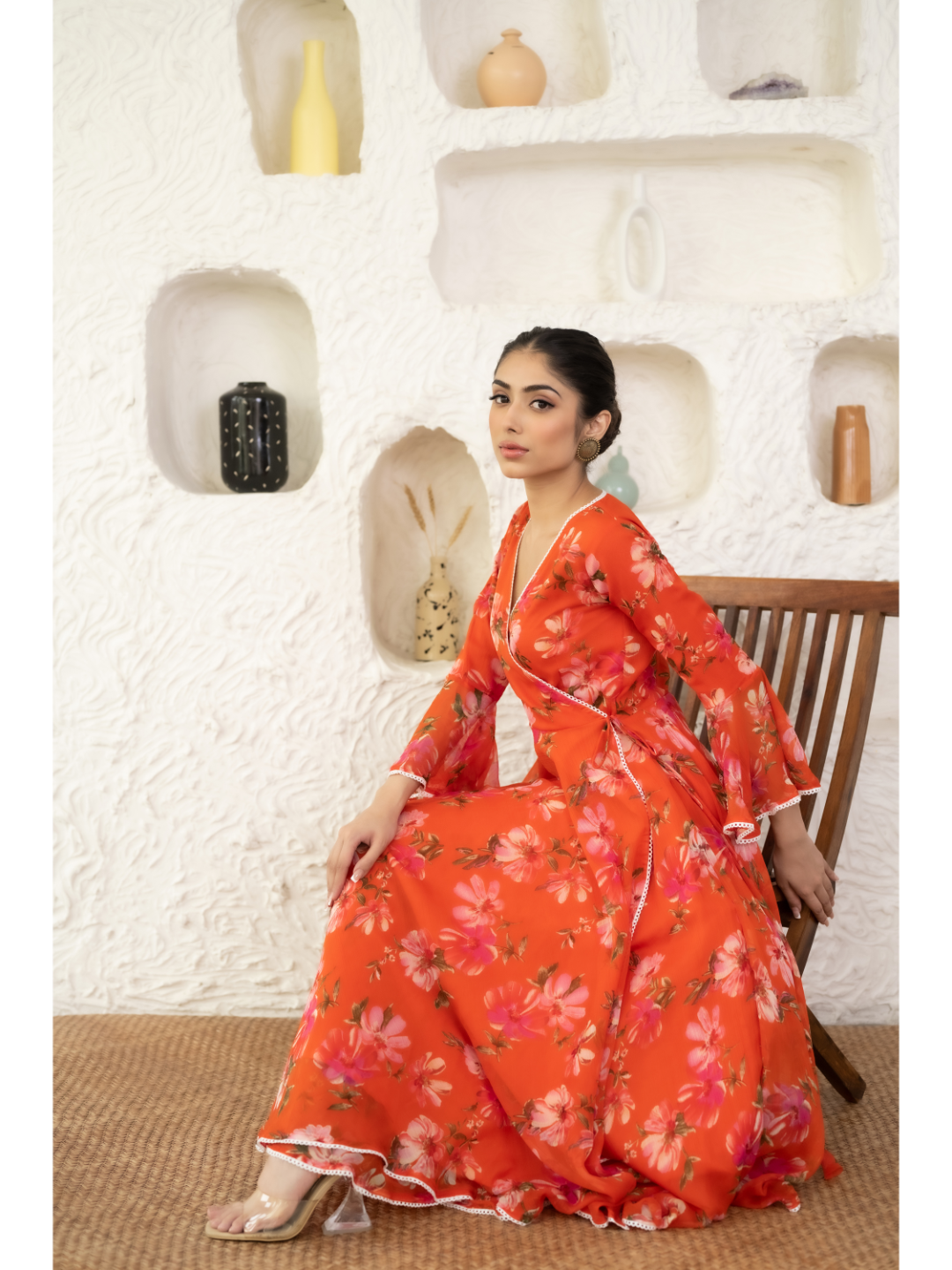 Orange Angarkha Dress